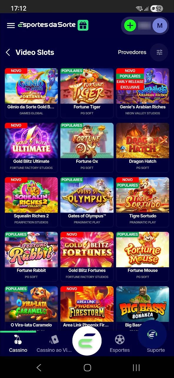 Rode e acompanhe seus limites de jogo nos slots do Esportes da Sorte.