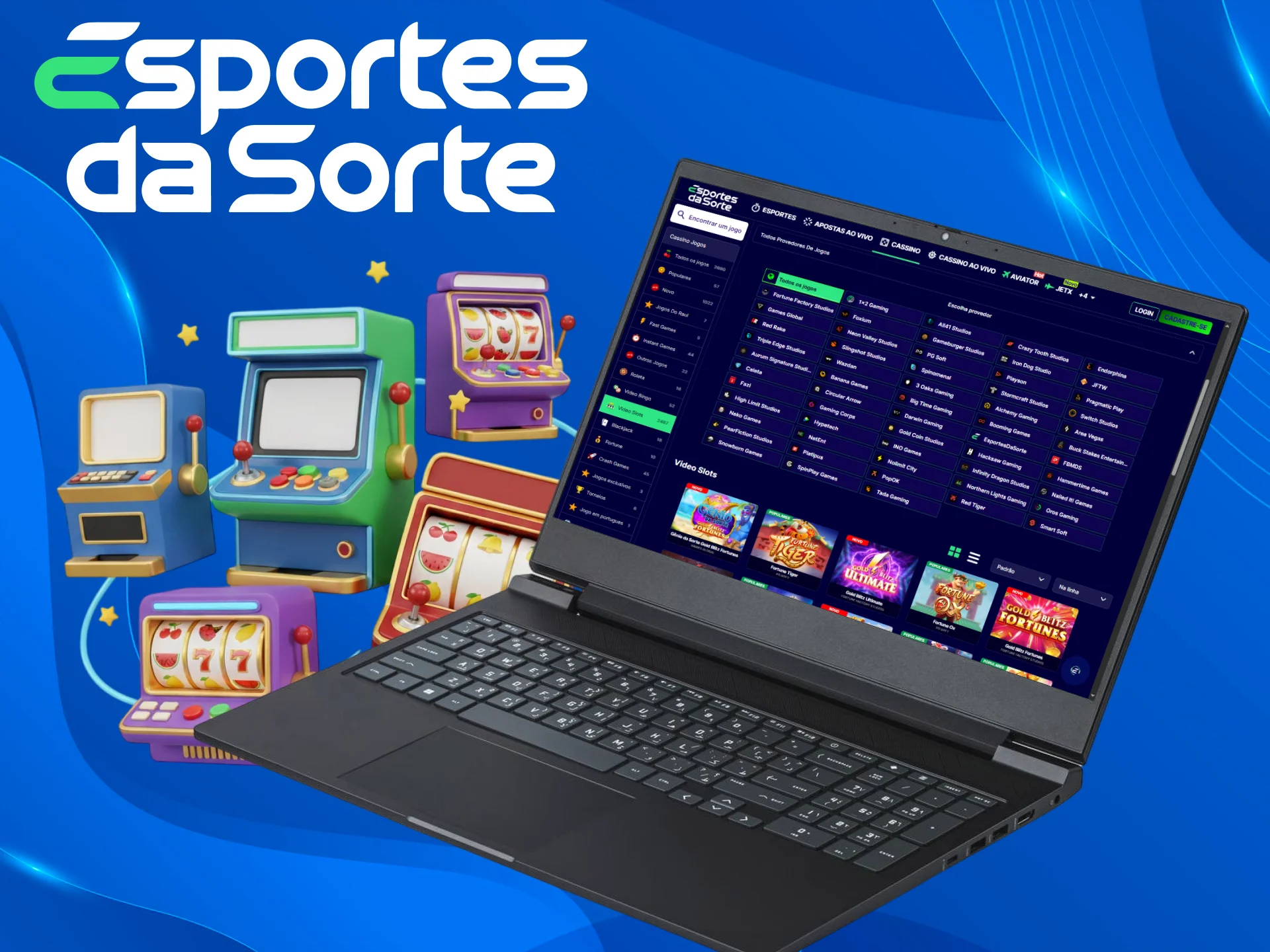 Confira a lista de Provedores de Slots de alta qualidade disponíveis no Esportes da Sorte.