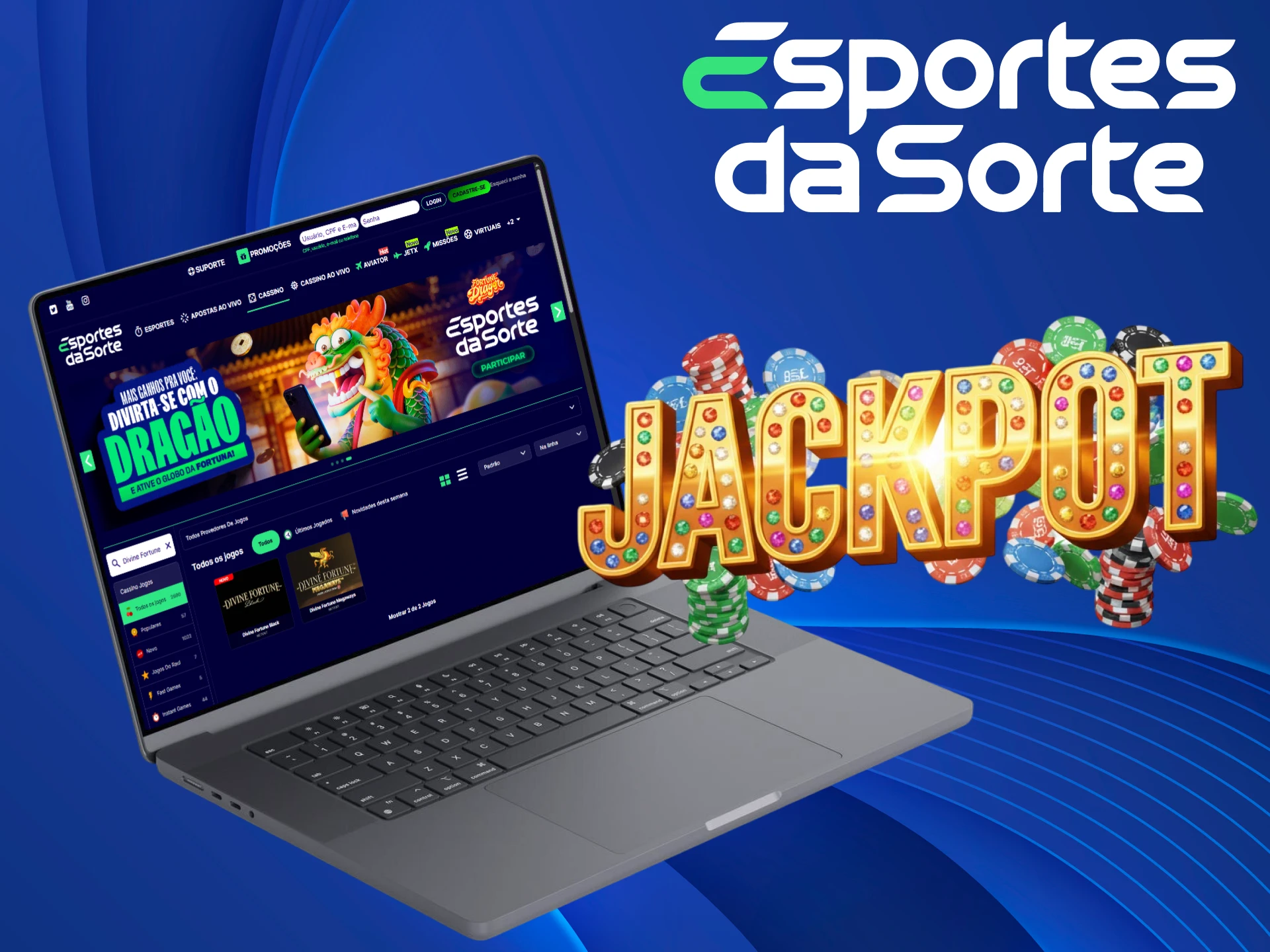 Concorra ao Jackpot progressivo e mude sua sorte nos Slots do Esportes da Sorte.