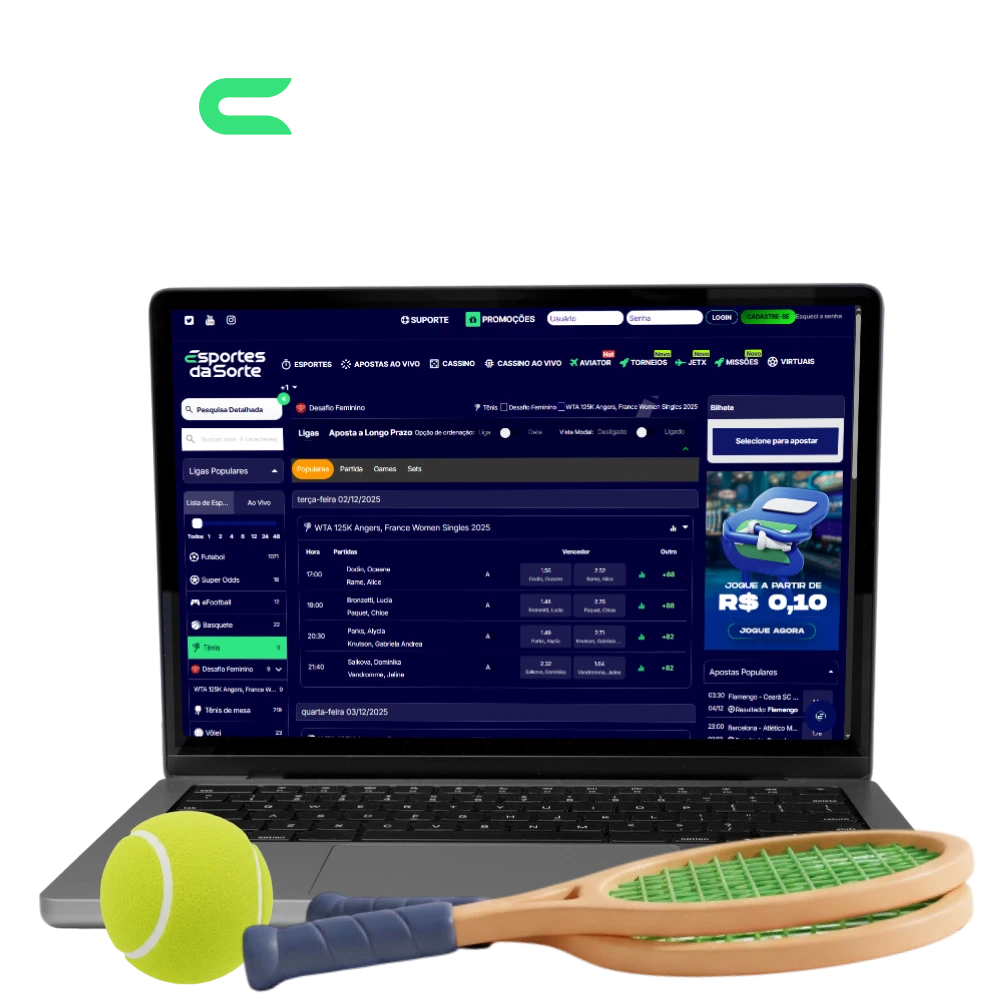 Faça suas apostas em tênis e obtenha grandes ganhos com Esportes da Sorte.