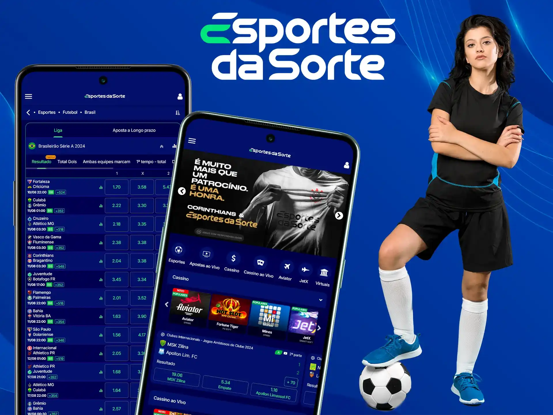Faça apostas no seu time favorito em qualquer lugar com o aplicativo Esportes da Sorte.