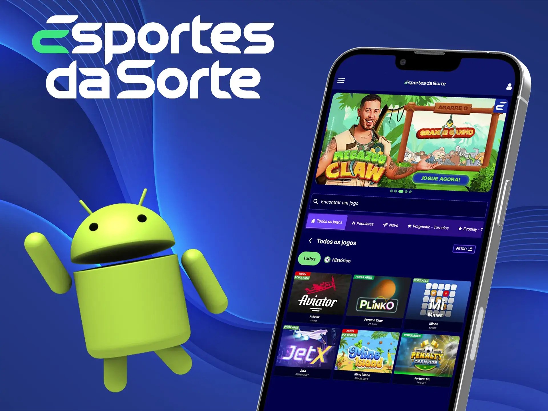 Faça o download do aplicativo móvel oficial do Esportes da Sorte para Android.